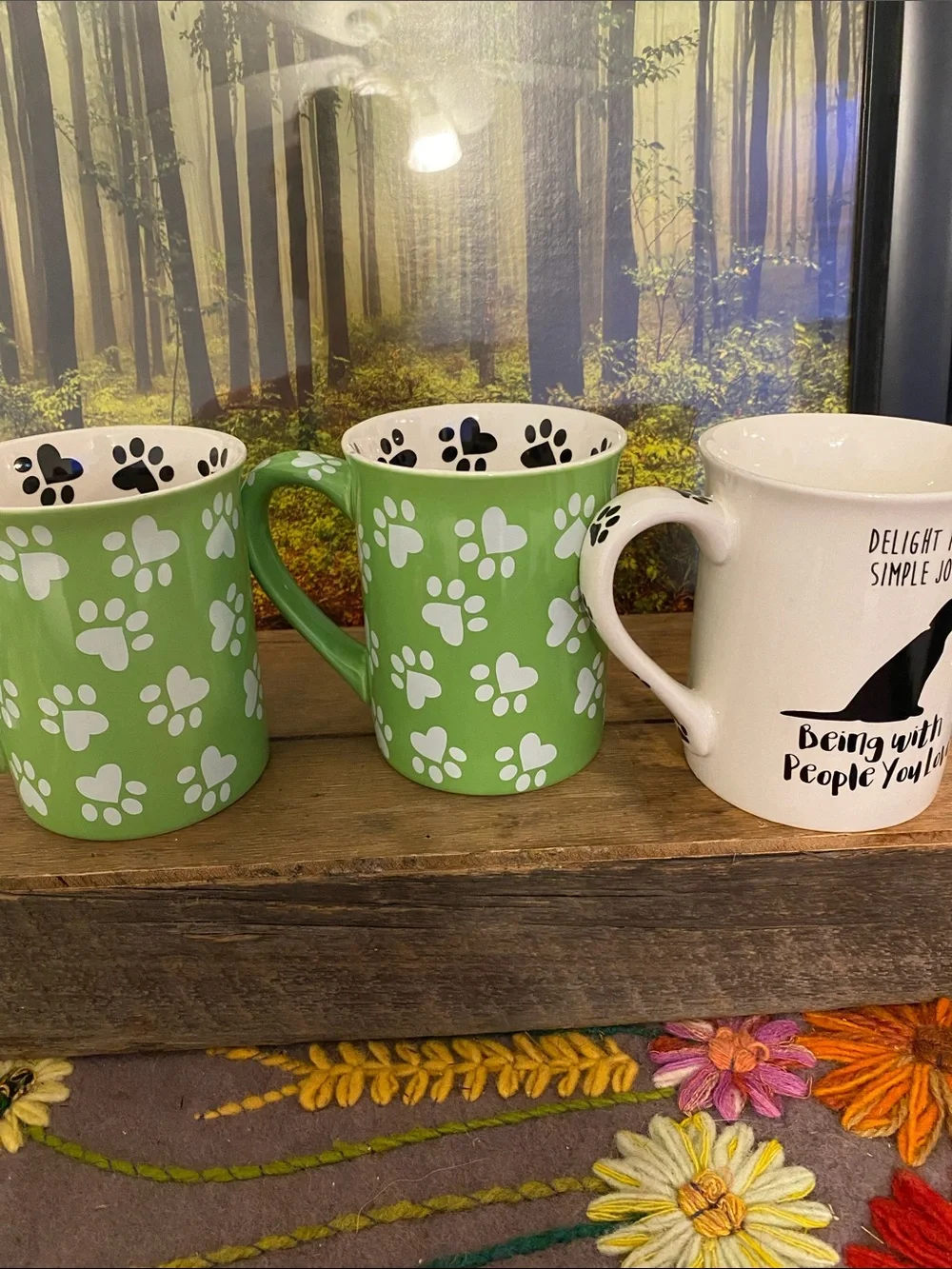 Green Paw Print Ceramic Mug - 